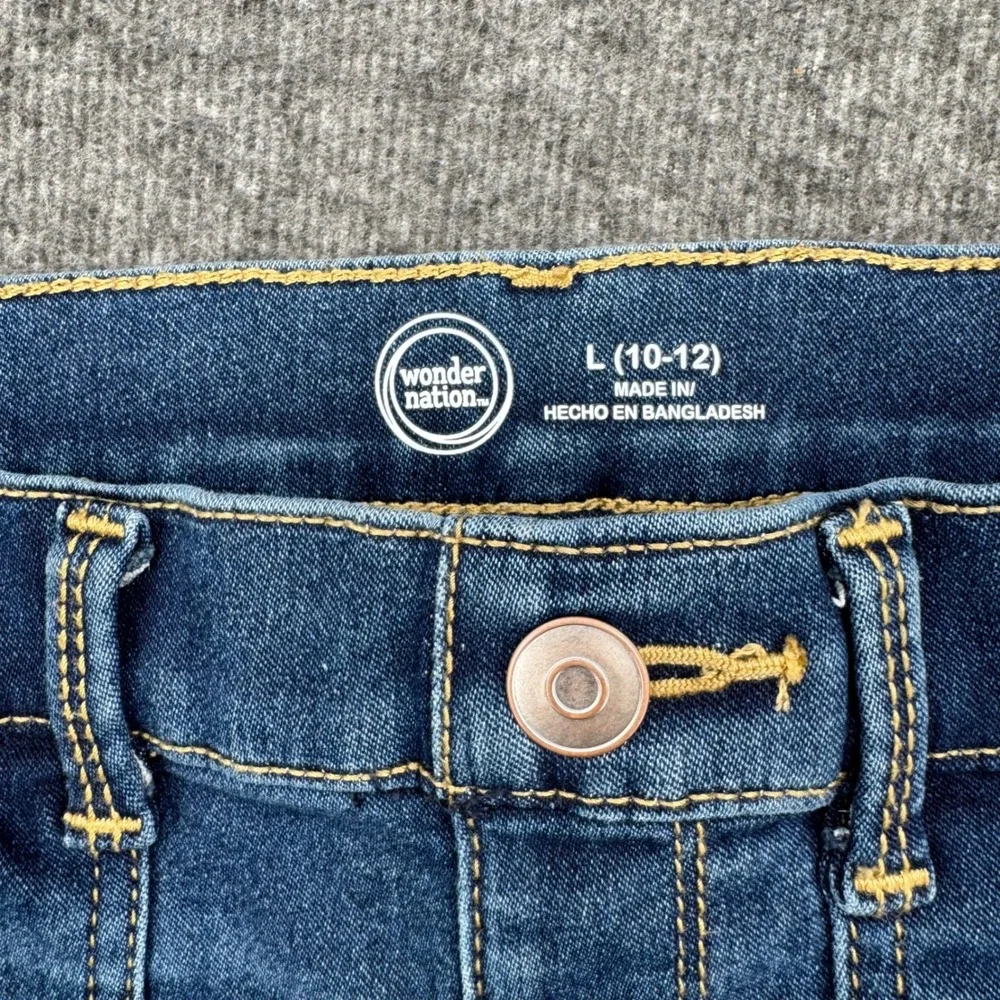 Wonder Nation Girls Blue Flare Jeans High Rise Patch Pocket Denim Size L 10-12
